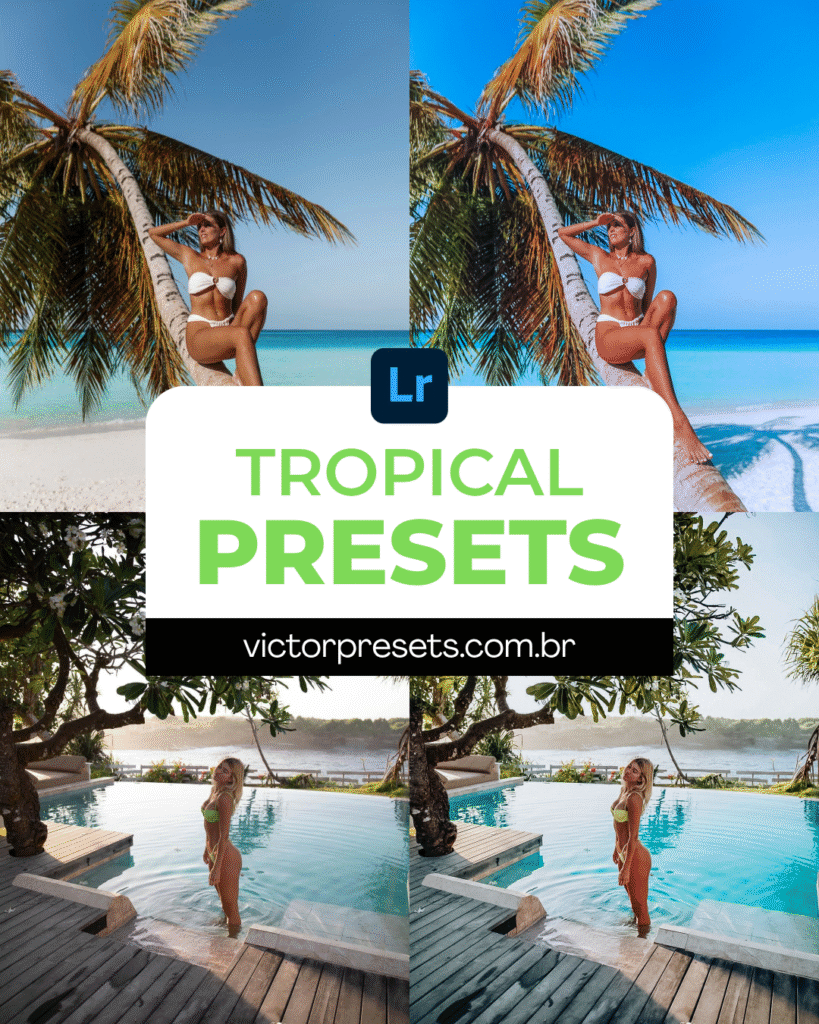 Foto de praia com água cristalina editada com o preset lightroom pack tropical verão summer